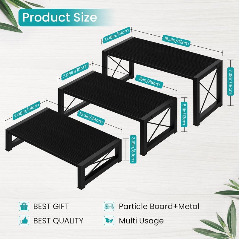 ELITEROO Black 3-Tier Wooden Cupcake and Dessert Display Stand, Multi-Tier Riser for Cupcakes, Food, Perfume, Makeup, Dolls, Collectibles, and Market Vendor Retail Shelf Organizer - Image 5